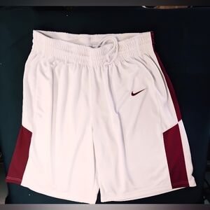 Nike Men’s L Dri-FIT Basketball Shorts in White with Maroon Panels